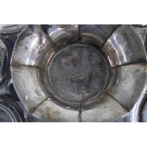 58 - George V silver bowl of circular lobed form, Hamilton & Inches, Edinburgh 1930, 12.5cm diameter