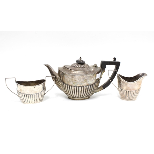 59 - Bachelors matched silver teaset, teapot Sheffield 1900, sugar and cream Chester 1901 (3)