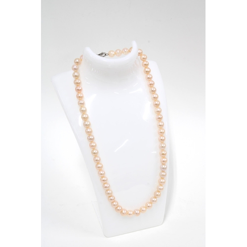 95 - Cultured pearl strand necklace with silver clasp, boxed