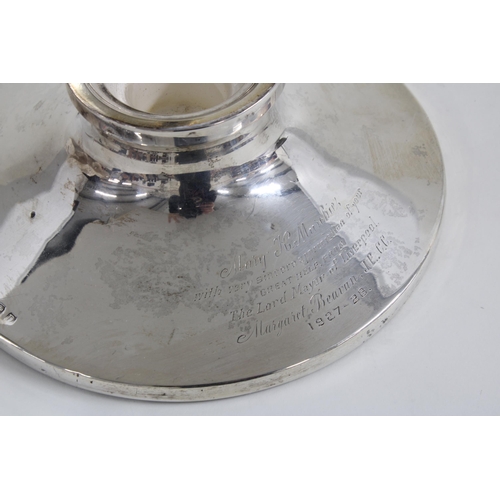 96 - George V silver capstan inkwell, Birmingham 1928, 14cm diameter