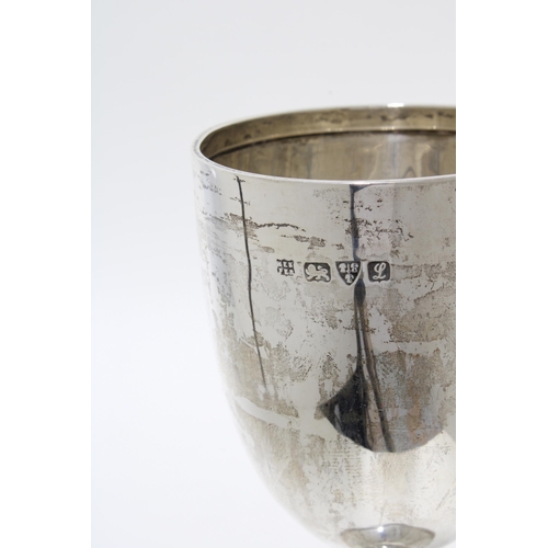 97 - George V silver goblet presentation cup, Chester 1911, on a wooden base, 20cm high overall