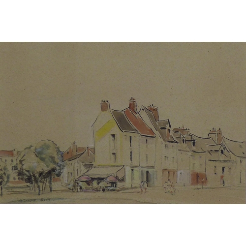 153 - AGNES SIM, RSW, (Scottish 1887 - 1978), Old Houses - Honfleur, watercolour, signed bottom left, fram... 