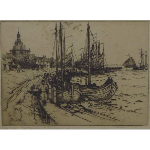 155 - ROBERT CHARLES GOFF 1837-1922, 'Cat No 40, Enkhuizen - N. Holland', etching, signed bottom right and... 