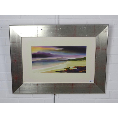 162 - Contemporary landscape lithograph, signed indistinctly and framed under glass, 45 x 23cm