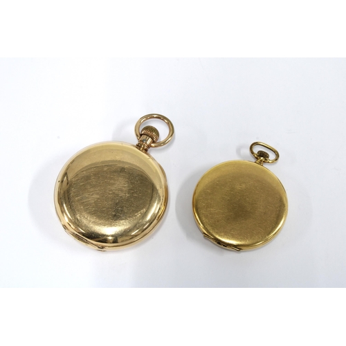 11 - Waltham, USA demi-hunter gold plated pocket watch, the white enamelled dial set with Roman numerals,... 