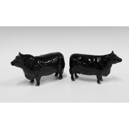 113 - Two Beswick Aberdeen Angus black bulls, larger 20 x 11cm (2)