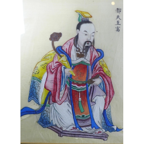 151 - A set of four late 19th / early 20th century Chinese watercolour & ink paintings on silk of Daoist d... 