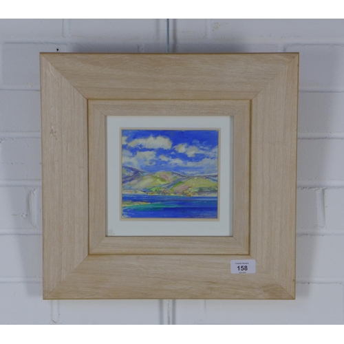 158 - DAVID HAWSON (Scottish) LOCH BUIE, signed oil on card, framed under glass, 15 x 14cm