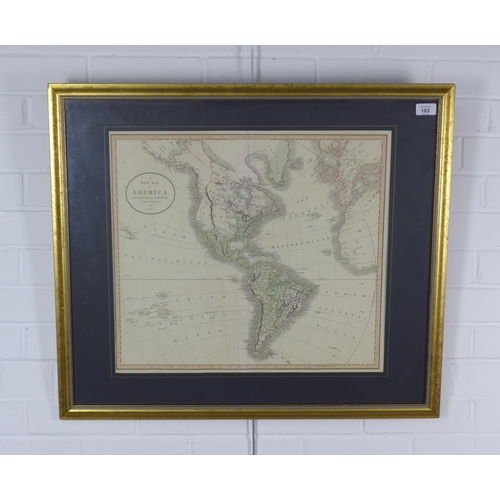 163 - A NEW MAP OF AMERICA, FROM THE LATEST AUTHORITIES, by John Cary, 1806 coloured map, framed under gla... 