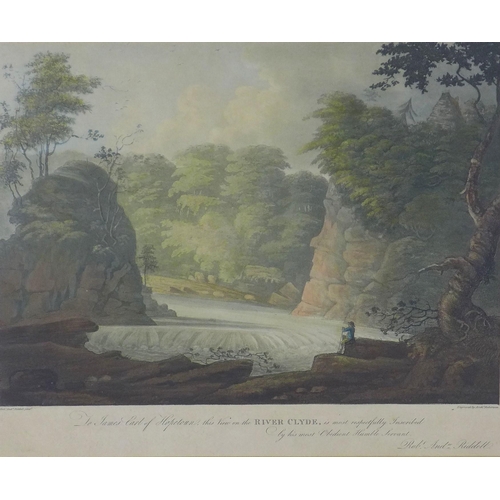 166 - ARCHIBALD ROBERTSON after ROBERT ANDREW RIDDELL, VIEW ON THE CLYDE, aquatint, framed under glass, pl... 