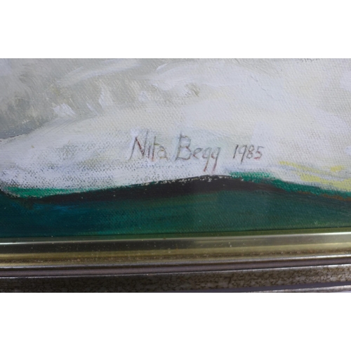 194 - NITA BEGG (Scottish 1920 - 2011), THE MIDGETS, oil on canvas, signed and dated 1985, framed under gl... 