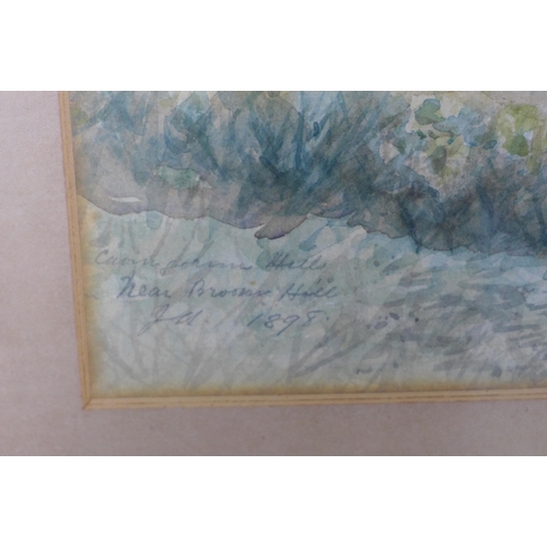 195 - J. ANDERSON, CAIRNGORM HILLS, watercolour, signed and dated 1898, framed under glass and labelled ve... 