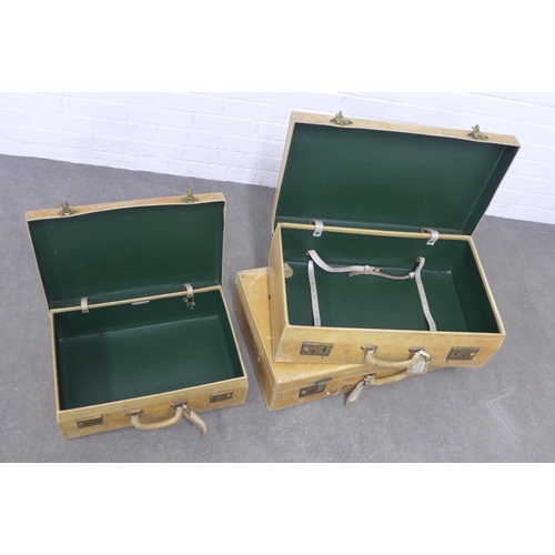 241 - Set of three vintage Pendragon pigskin / vellum graduated travel cases, , largest 72 x 20 x 40cm (3)