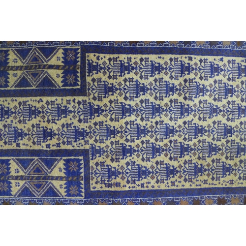 252 - Persian prayer rug, blue field and beige mihrab,  146 x 85cm