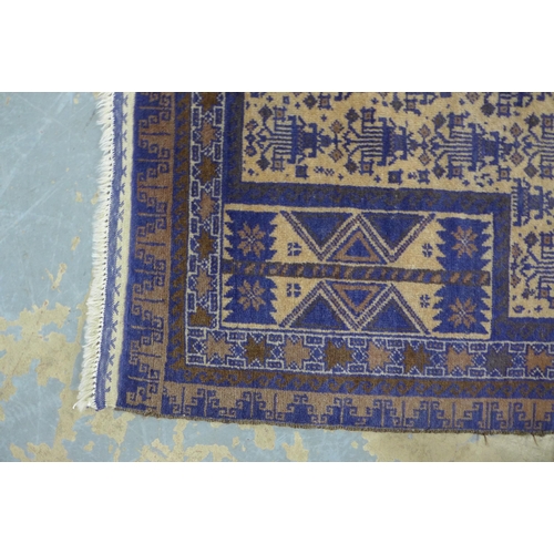 252 - Persian prayer rug, blue field and beige mihrab,  146 x 85cm