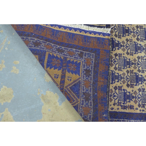 252 - Persian prayer rug, blue field and beige mihrab,  146 x 85cm