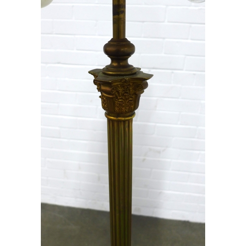 269 - Brass corinthian column standard lamp, 155cm high.