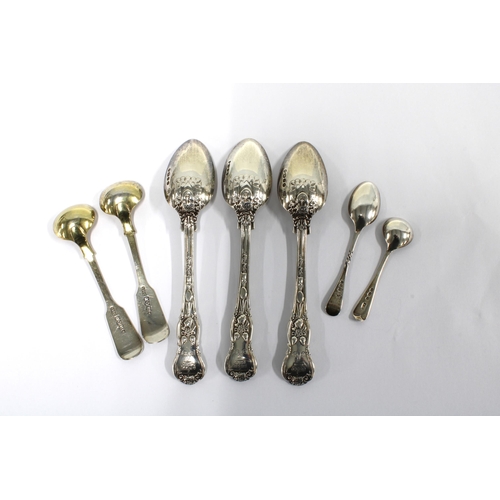 3 - Three Victorian silver teaspoons,  by Henry John Lias & Henry John Lias, London 1846, of Bacchanalia... 