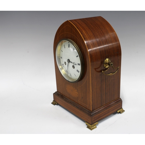 303 - Mahogany mantle clock, brass movement stamped Paris GH V CNE & numbered  59396, 30cm