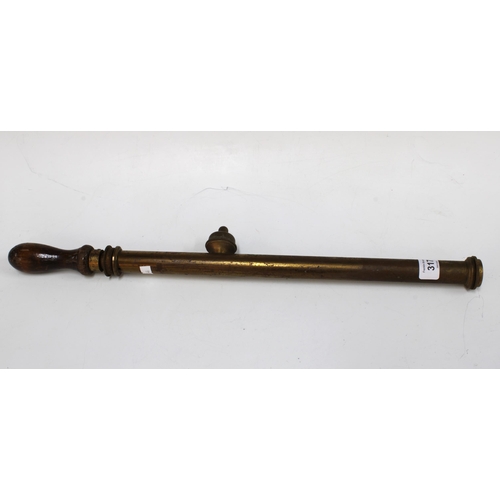 317 - Donald Edward vintage brass sprayer with wooden handle, 53cm