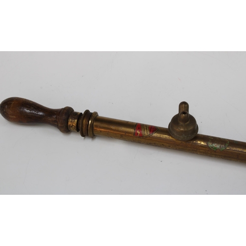 317 - Donald Edward vintage brass sprayer with wooden handle, 53cm