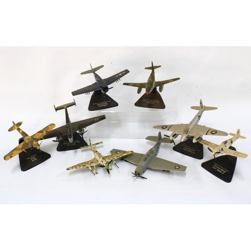 320 - Box of vintage model planes, with stands, largest 18 x 11cm (8)