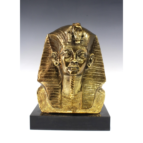 334 - King Tutankhamun an Austin Production gold painted bust 36cm