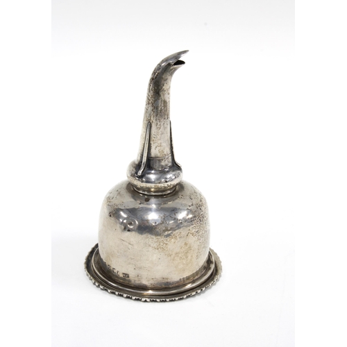 34 - George III silver wine funnel by James Mackay, Edinburgh 1817, the tapered bowl with gadrooned rim a... 