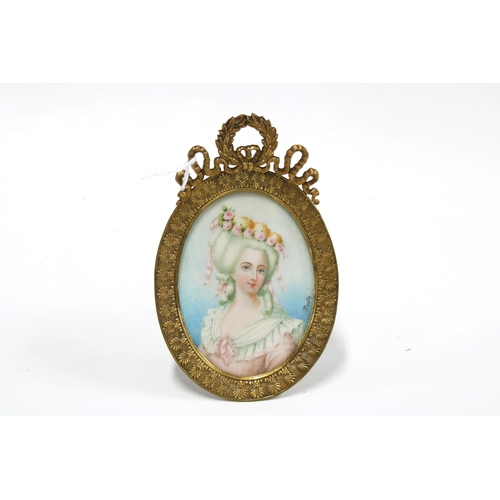 72 - 19th century portrait miniature on ivory of a woman, signed Paulin, in a gilt metal frame, approx 6 ... 