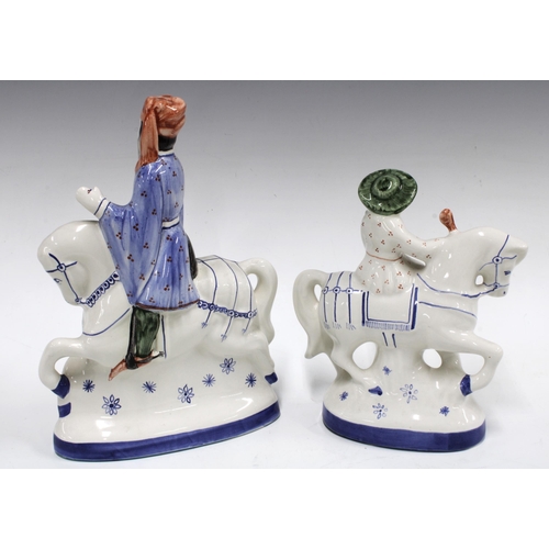 92 - Two Rye Pottery Canterbury Tales figures, The Knight and The Wife of Bath, taller 25cm (2)