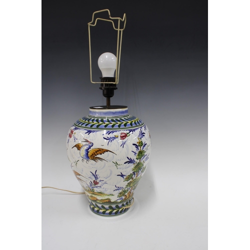 346 - La Cartuso, Spanish pottery table lamp base, 34cm excluding fitting