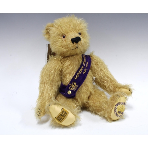 349 - Merrythought Golden Jubilee mohair teddy bear, approx 40cm standing