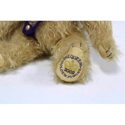 349 - Merrythought Golden Jubilee mohair teddy bear, approx 40cm standing