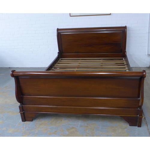 355 - Modern sleigh bed, 167 x 230 x 103cm.