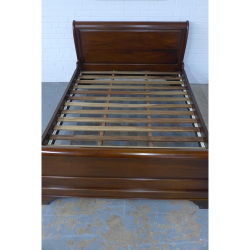 355 - Modern sleigh bed, 167 x 230 x 103cm.