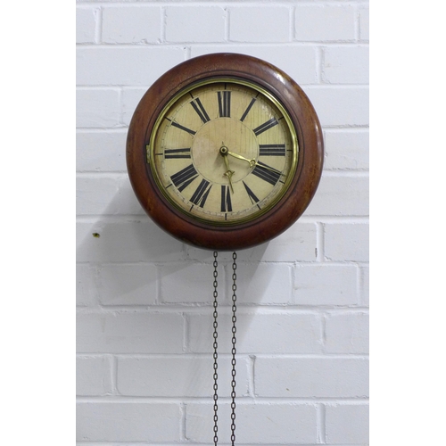 356 - Circular mahogany wall clock, 28cm.