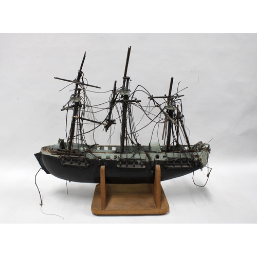 363 - Model boat on stand, a/f, 54 x 47cm