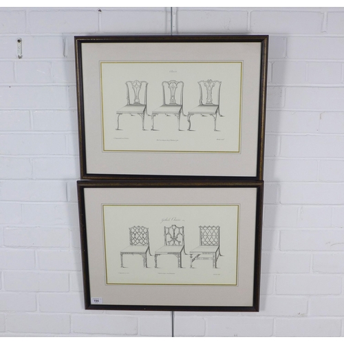 194 - Two framed prints of Chippendale chairs, 58 x 45cm including frames (2)