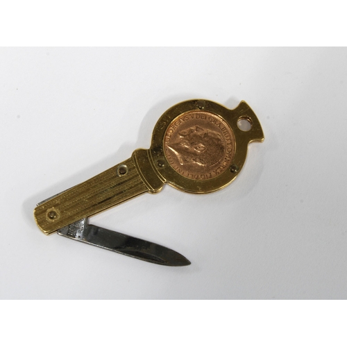 26 - Novelty Lucky Farthing coin pen knife