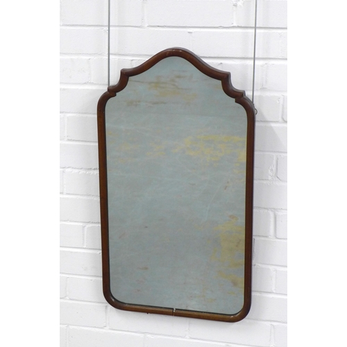 279 - Queen Anne style mahogany wall mirror with curved top, 40 x 71cm
