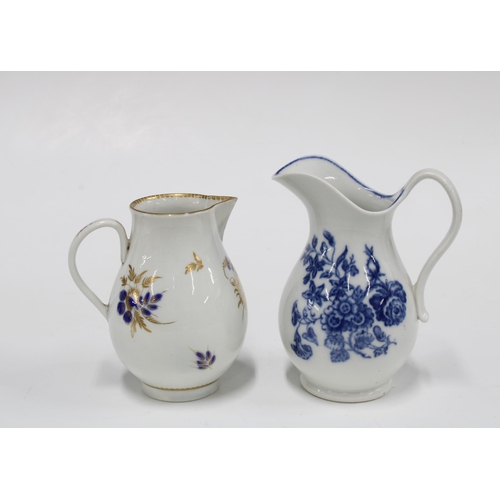 329 - Caughley three flowers pattern porcelain jug, 10cm, Worcester porcelain sparrow beak jug, Charles Bo... 