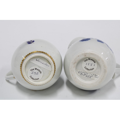 329 - Caughley three flowers pattern porcelain jug, 10cm, Worcester porcelain sparrow beak jug, Charles Bo... 