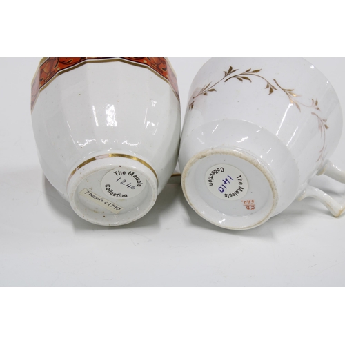 329 - Caughley three flowers pattern porcelain jug, 10cm, Worcester porcelain sparrow beak jug, Charles Bo... 