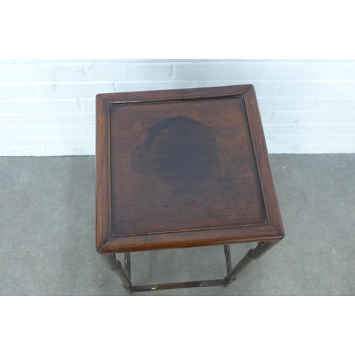 350 - Small chinese hardwood side table, one side panel missing, 33 x 65cm