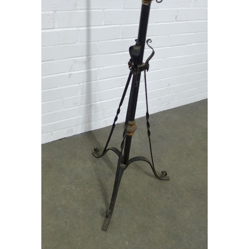 397 - Wrought iron standard lamp, 162cm high.