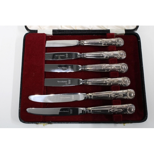 46 - Cased set of six Birmingham silver coffee bean handled spoons and a cased set of six Viners silver h... 