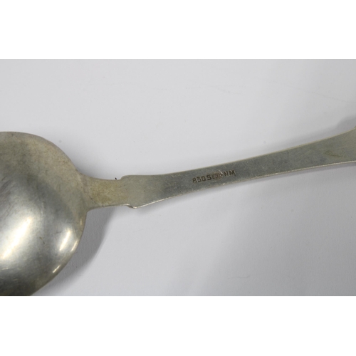 48 - Set of twelve Norwegian silver spoons, stamped 830S NM, with flowerhead terminals, 20cm long (12)