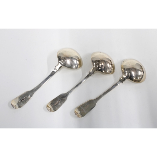 57 - George IV silver sauce ladle, London 1826, William IV silver sauce ladle, London 1837 and a Victoria... 