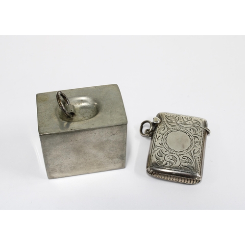 61 - Birmingham silver vesta case and a pewter match box (2)