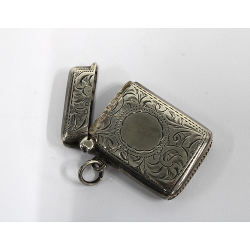 61 - Birmingham silver vesta case and a pewter match box (2)